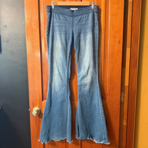 Free People Denim - Free People Penny PullOn Flare Jeans 28 Blue High Rise Stretch Bell Bottom Boho